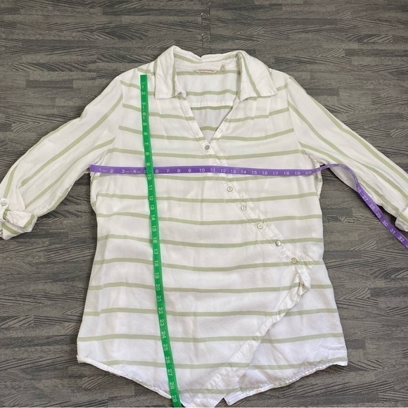 Soft Surroundings Striped Asymmetrical Button Wrap Tunic Top - Picture 5 of 13